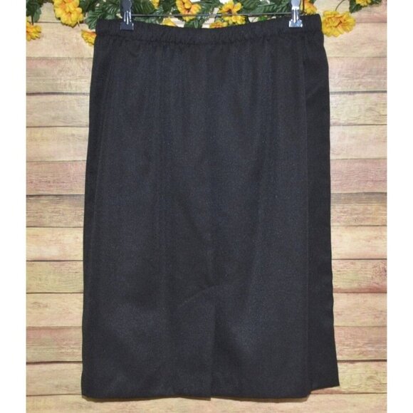 Vintage 2 Piece Black Suit Jacket & Skirt Pearl Button Size 16 Classy Old Money - Picture 9 of 13